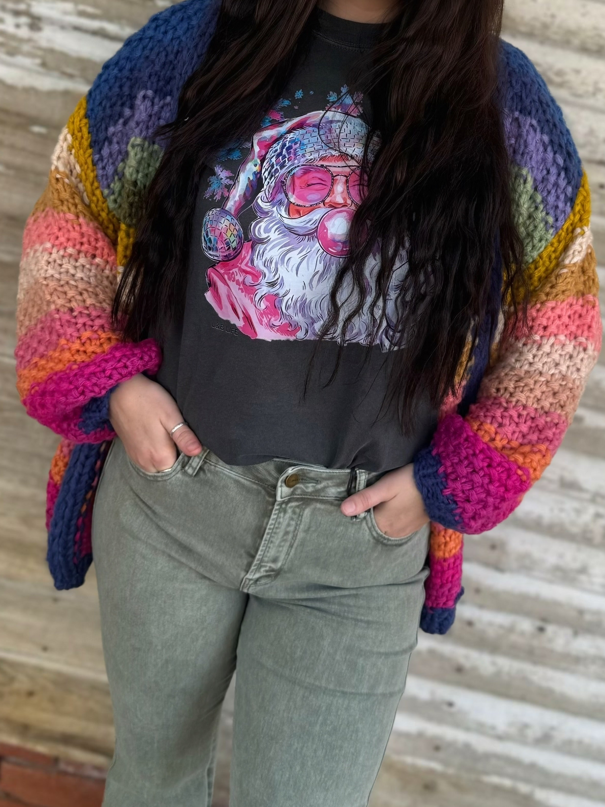 Colorfully Cozy Knitted Cardigan-Tan