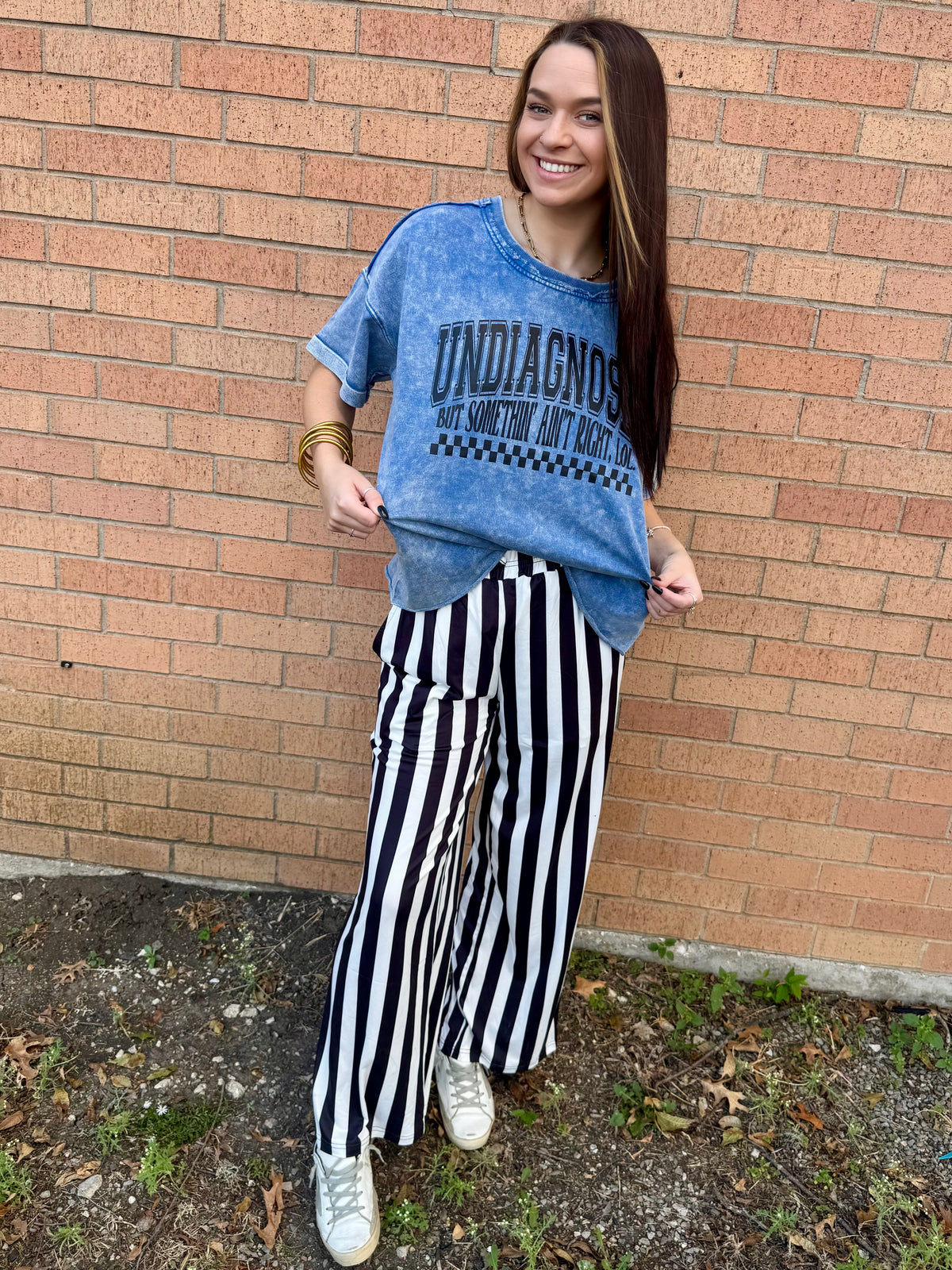 Pinstripe Perfection Pants- Black