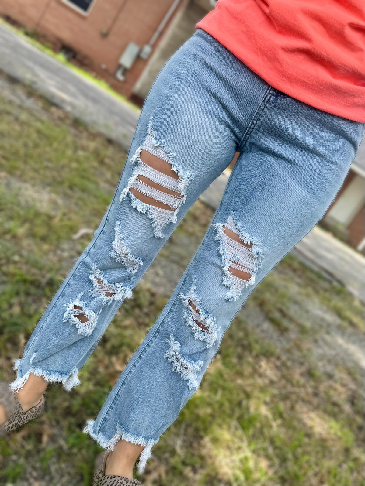 Blakely High Waisted Distressed Cropped Jeans
