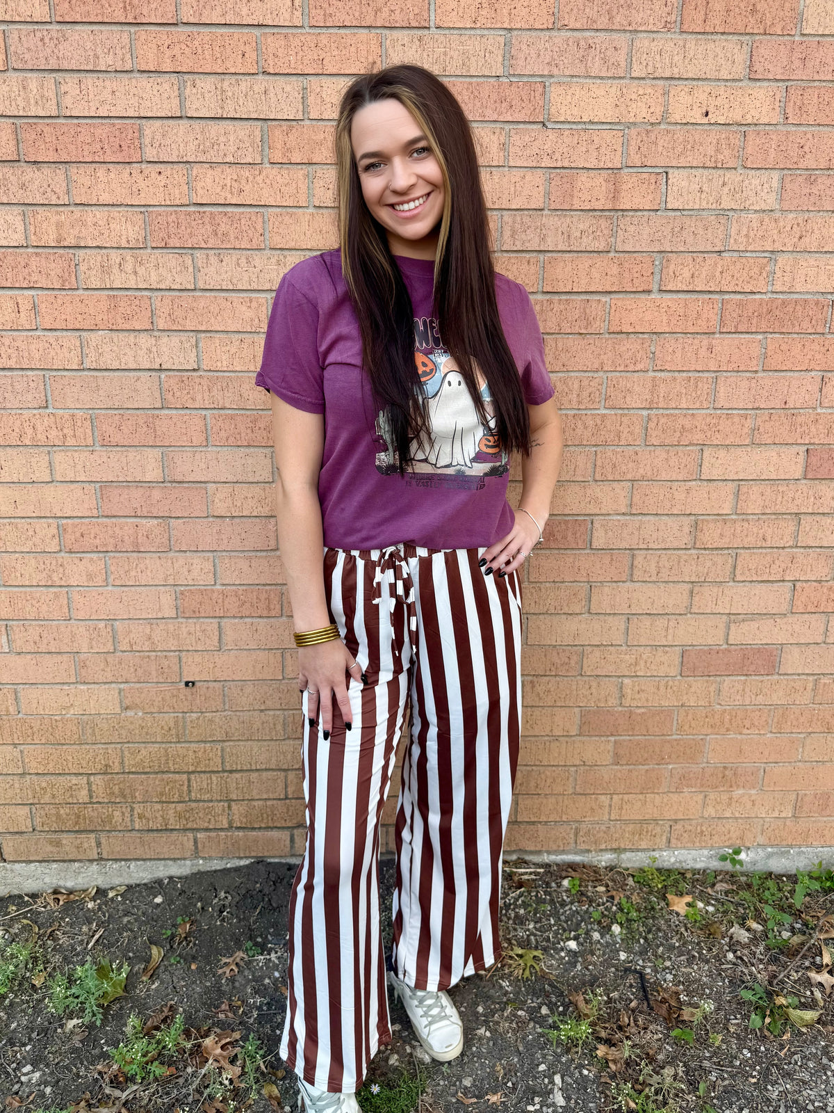 Pinstripe Perfection Pants- Brown