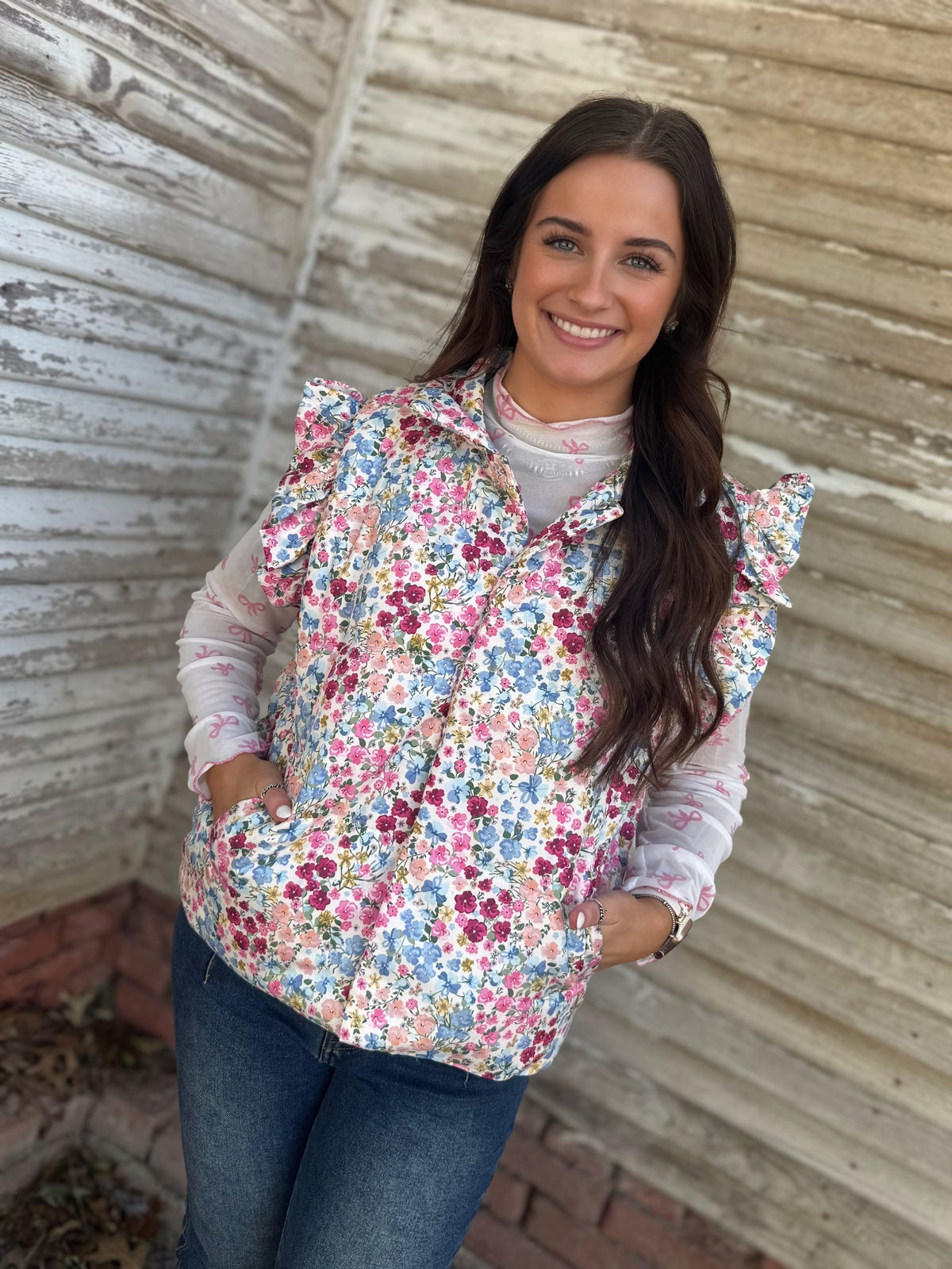Fashionably Floral Puffer Vest