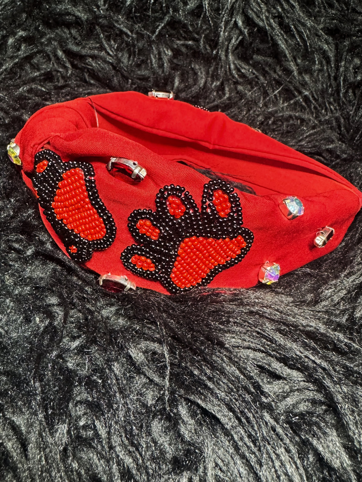 Paw Print Headband-Red